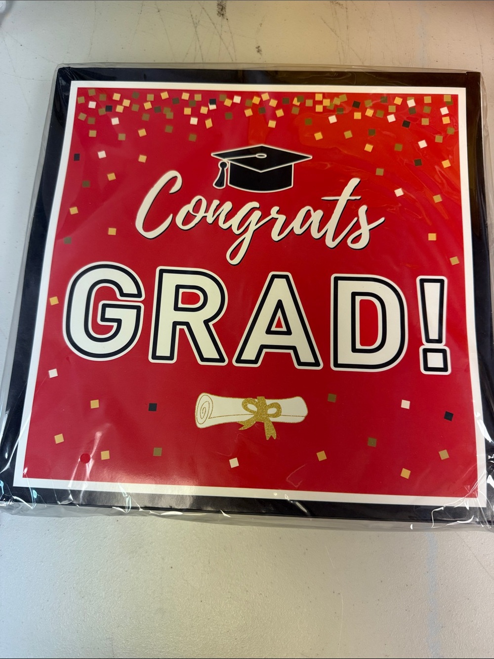 Congrats Grad! Red Graduation room decorations stackable boxes red black 4 pk